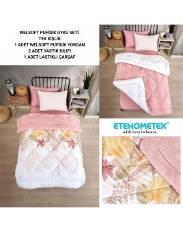 ETE HOMETEX TEK KİŞİLİK WELSOFT UYKU SETİ ALENA PUDRA 8696474231998